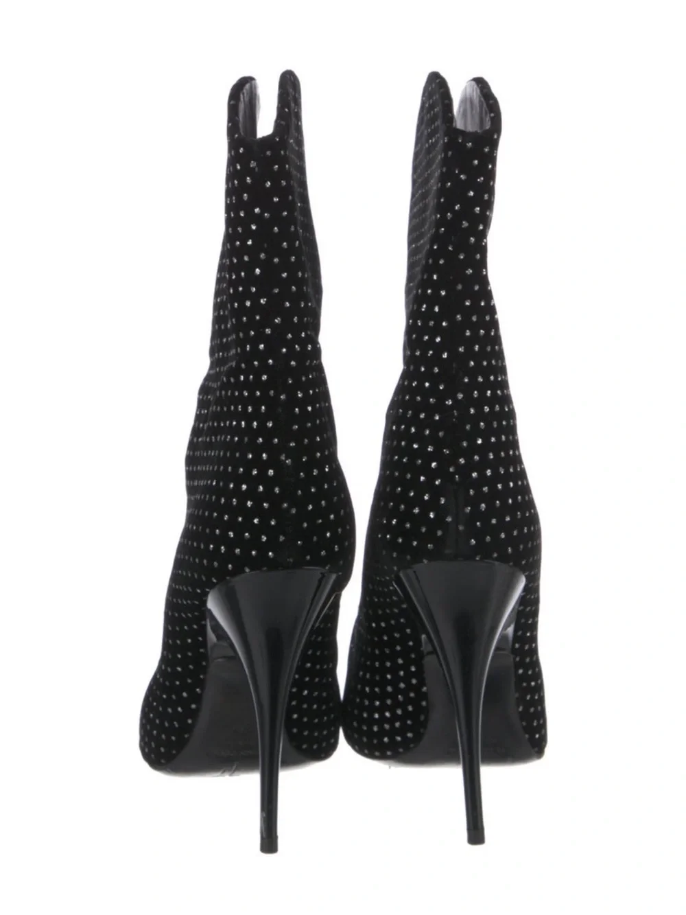 Giuseppe Zanotti Western Slouch Boots ✨ Black Velvet Crystal Embellished size 37